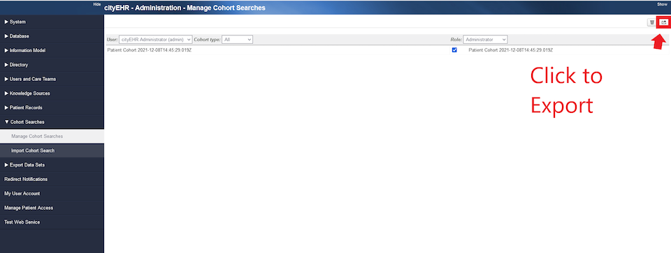 Exporting Desired Cohort Search