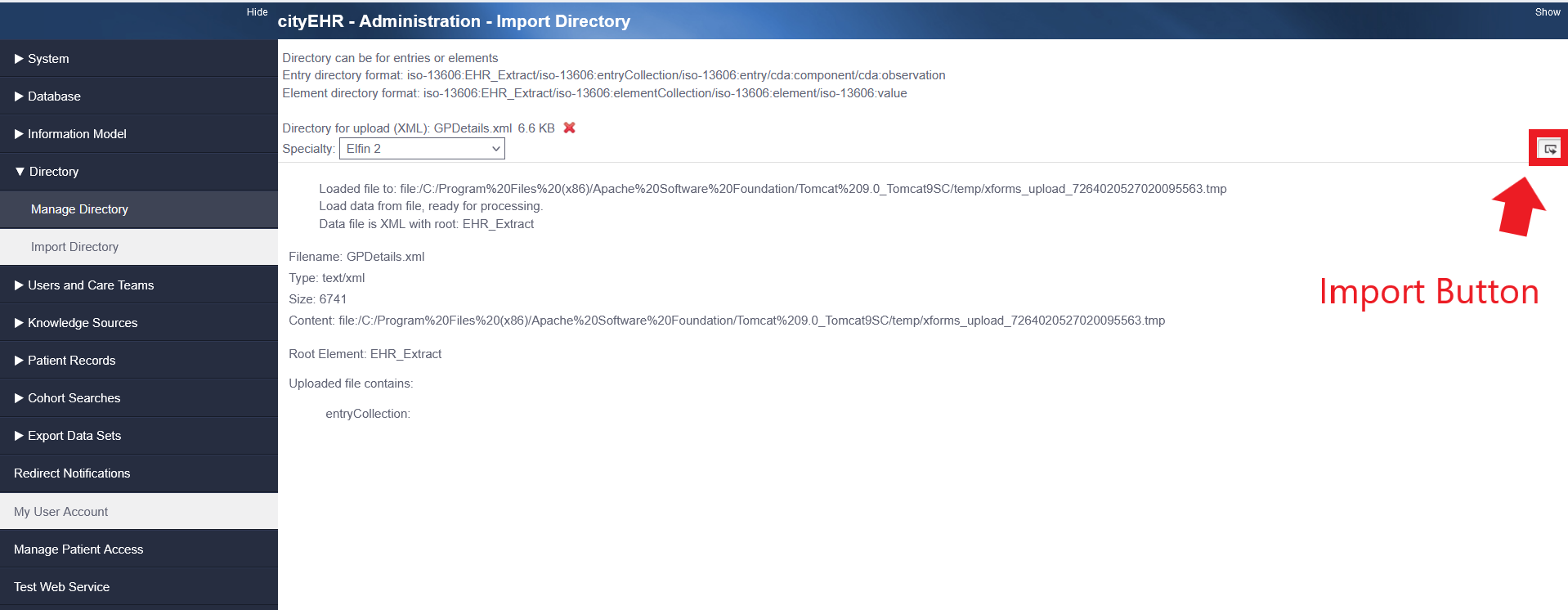 Importing the GP details file