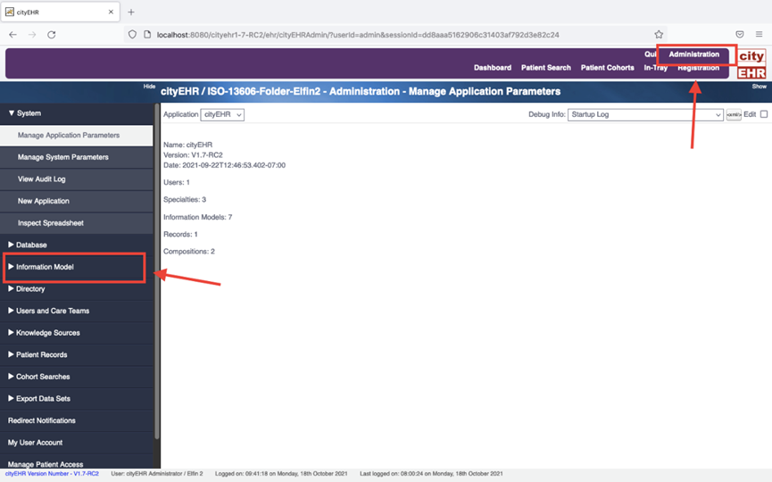 Navigating to the Information Model page