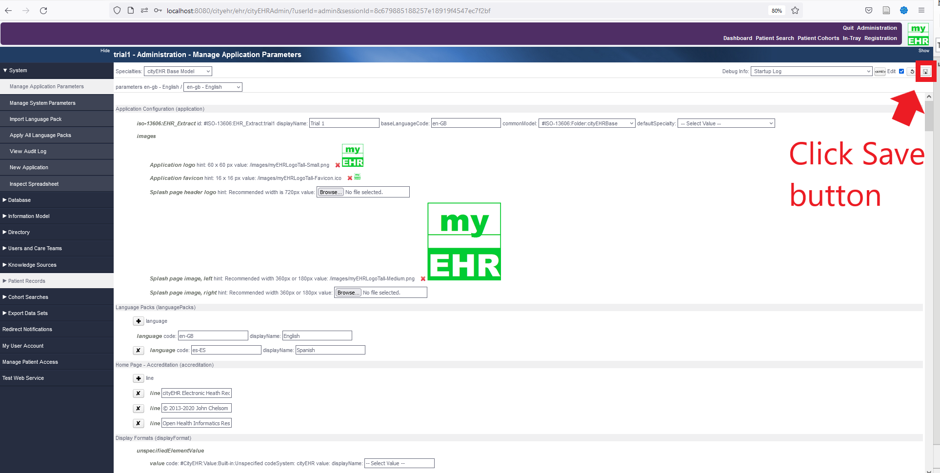 Saving Application Parameters