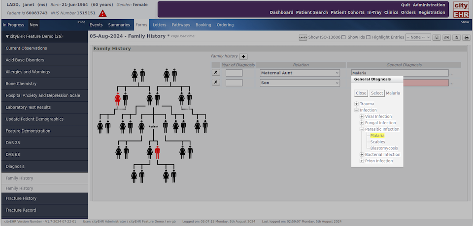 Selecting the Diagnosis from a Drop-down