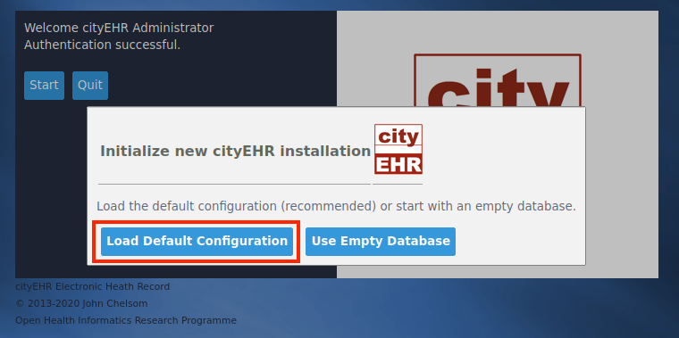 Initialize New cityEHR Installation