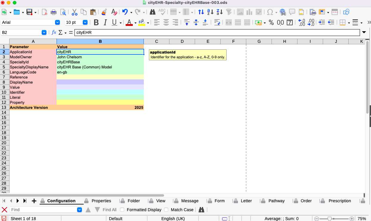 Information Model Configuration page in LibreOffice